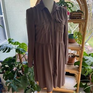 Maeve Olive Brown Shirt Dress
